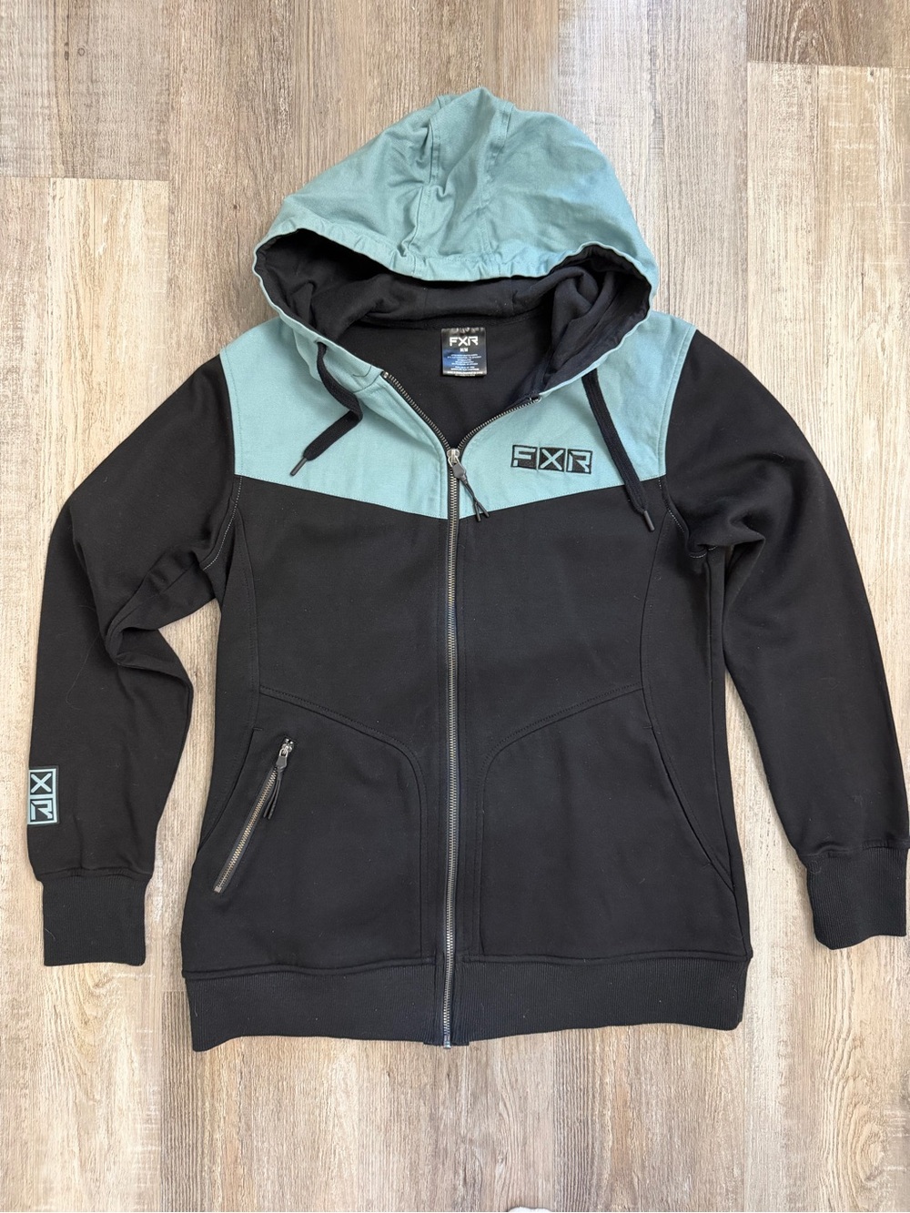 FXR Men’s Full Zip Hoodie, Size Medium Black/Blue Sweatshirt NEW EUC🔥
